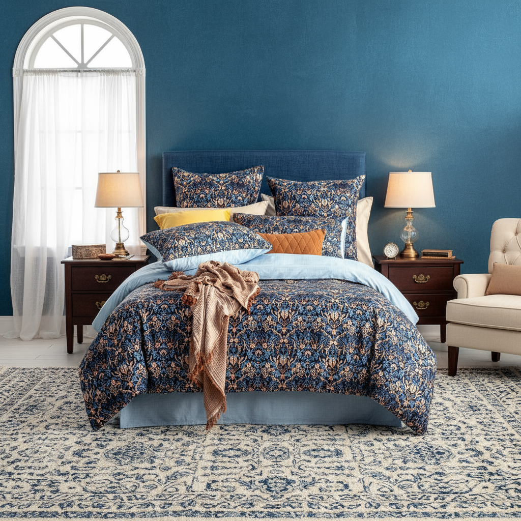 Renee Taylor Blackthorn Cotton Sateen Quilt Cover Set – Moroccan-Inspired Reversible Design (King)