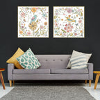 Wall Art 100cmx100cm Floral birds 2 Sets Gold Frame Canvas-2