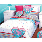 Country Girl Hearts & Stripes Quilt Cover Set Single – Colourful Kids Bedding for Girls