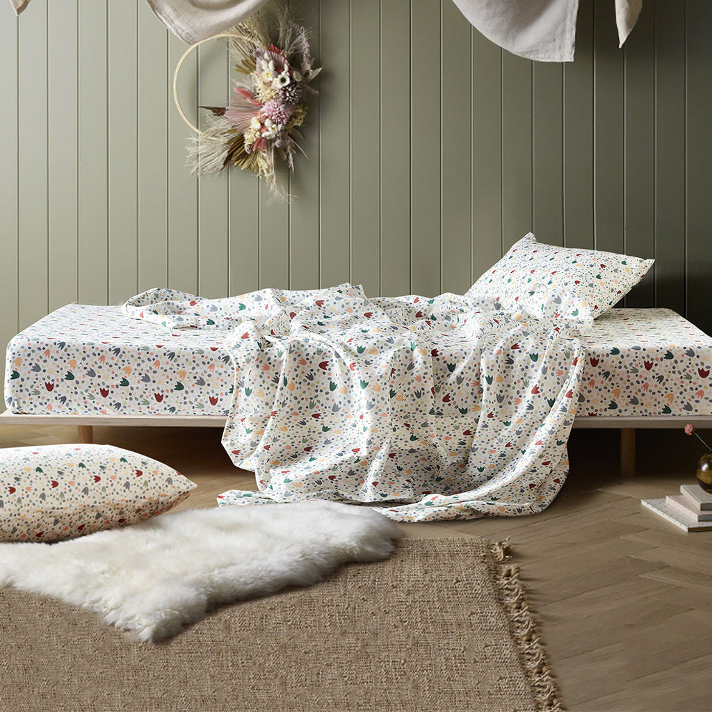 Dino Mania Green Cotton Sheet Set – Kids King Single Dinosaur Bedding by Happy Kids