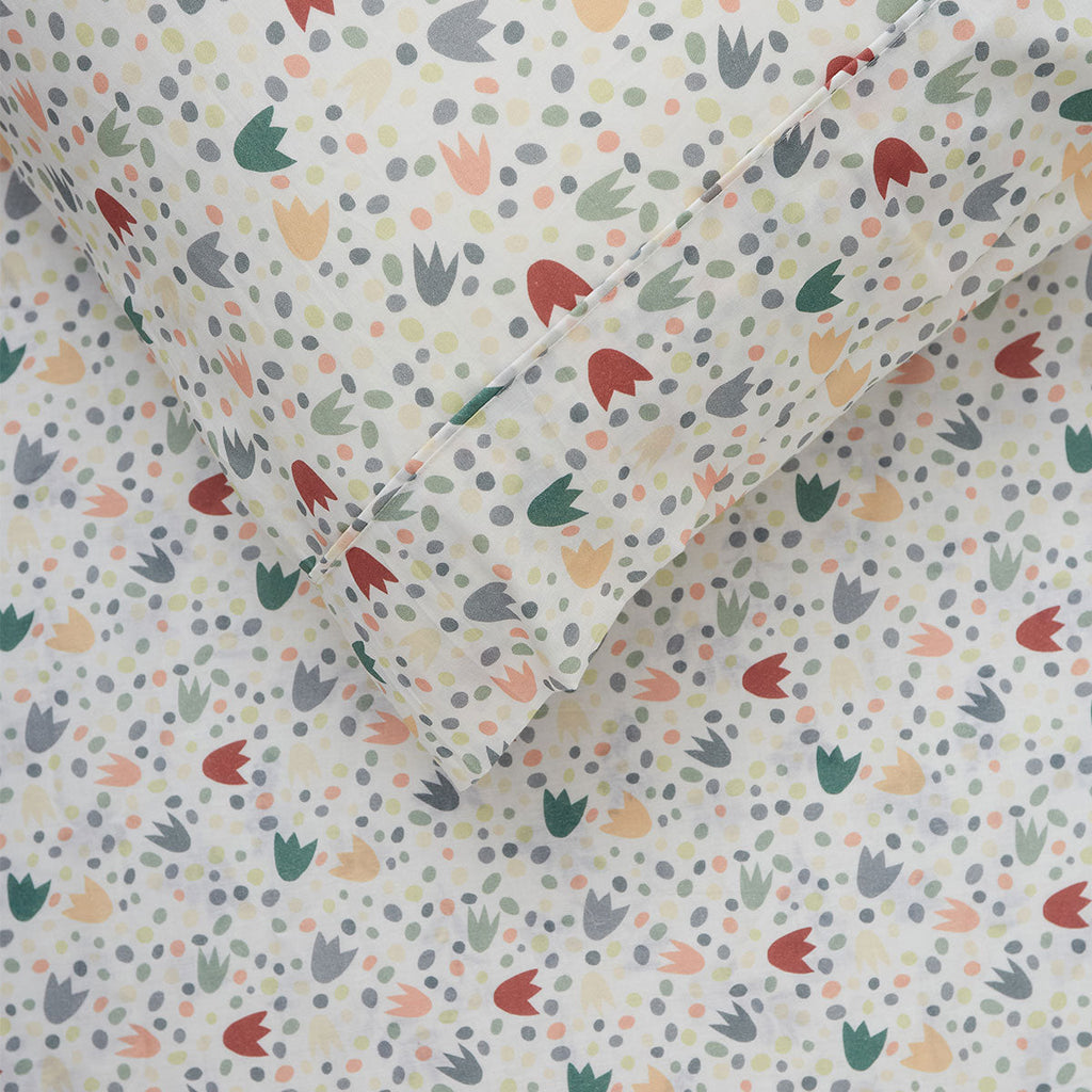 Dino Mania Green Cotton Sheet Set – Kids King Single Dinosaur Bedding by Happy Kids