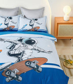 Astronaut on Skateboard Quilt Cover Set King Single – Space Adventure Bedding for Kids