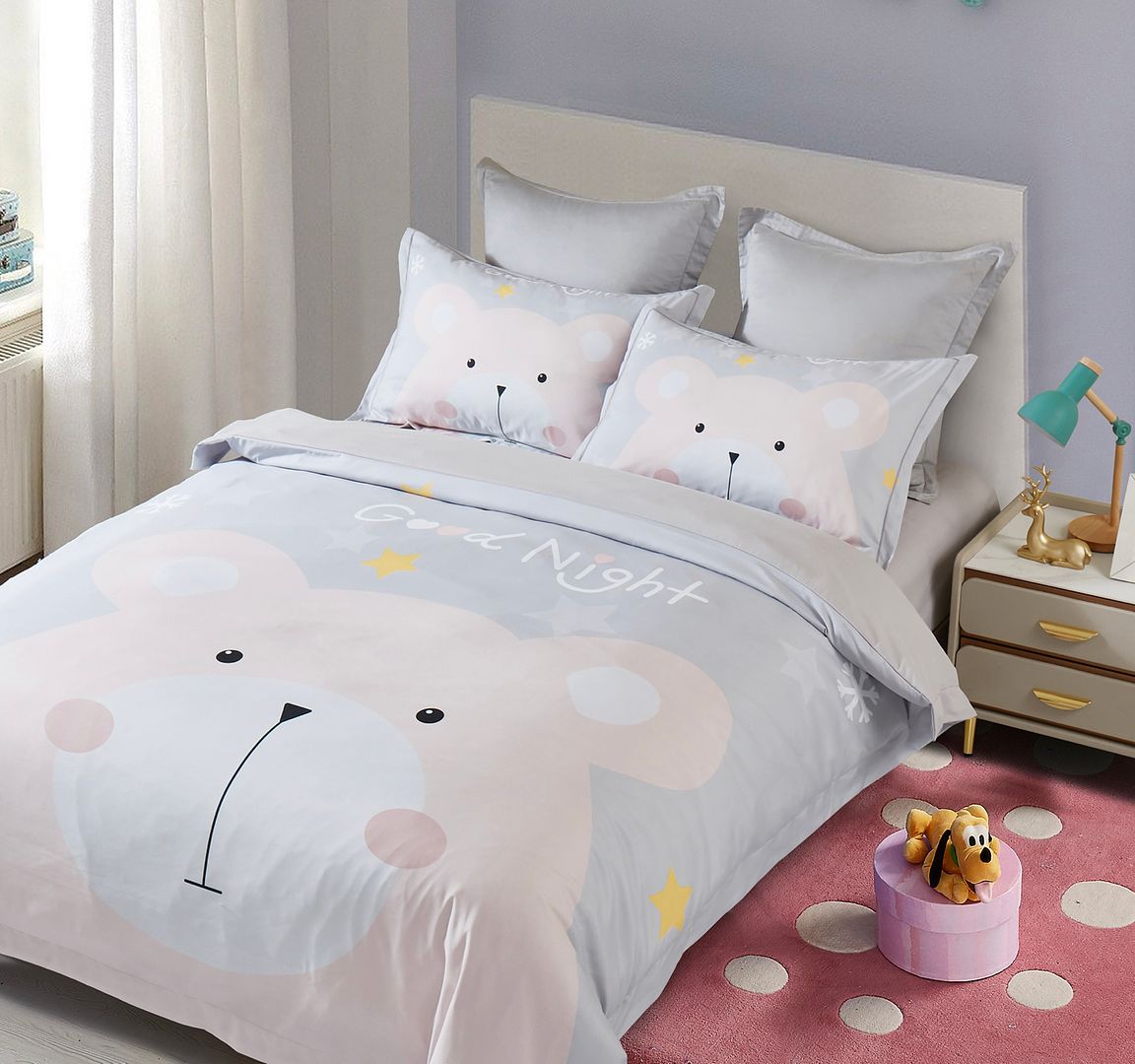 Bear-Themed Kids Quilt Cover Set – Single Size