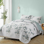 NNEDSZ Soft leafey bloom Quilted 3 Pc Bedspread & Pillow Cover Set-2