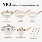 YEJ 12-Piece Non-Stick Complete Cookware Set | Pots, Pans & Utensils  (White)-0