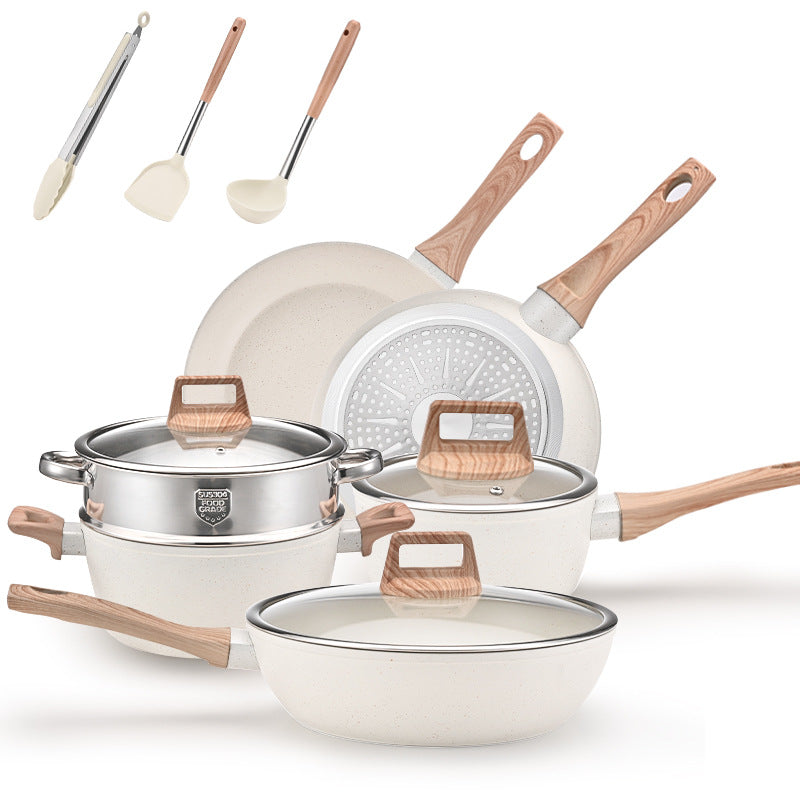 YEJ 12-Piece Non-Stick Complete Cookware Set | Pots, Pans & Utensils  (White)-1