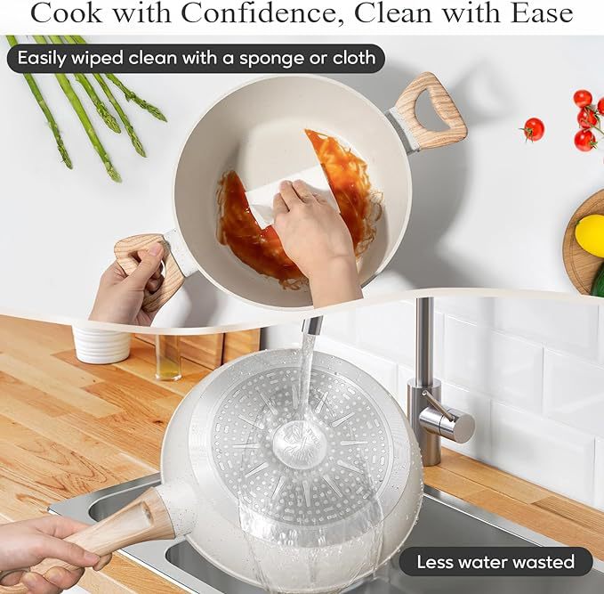 YEJ 12-Piece Non-Stick Complete Cookware Set | Pots, Pans & Utensils  (White)-4