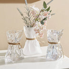 Wrinkled Glass Vase with Twine – Holographic / Frosted / Clear Finish-0