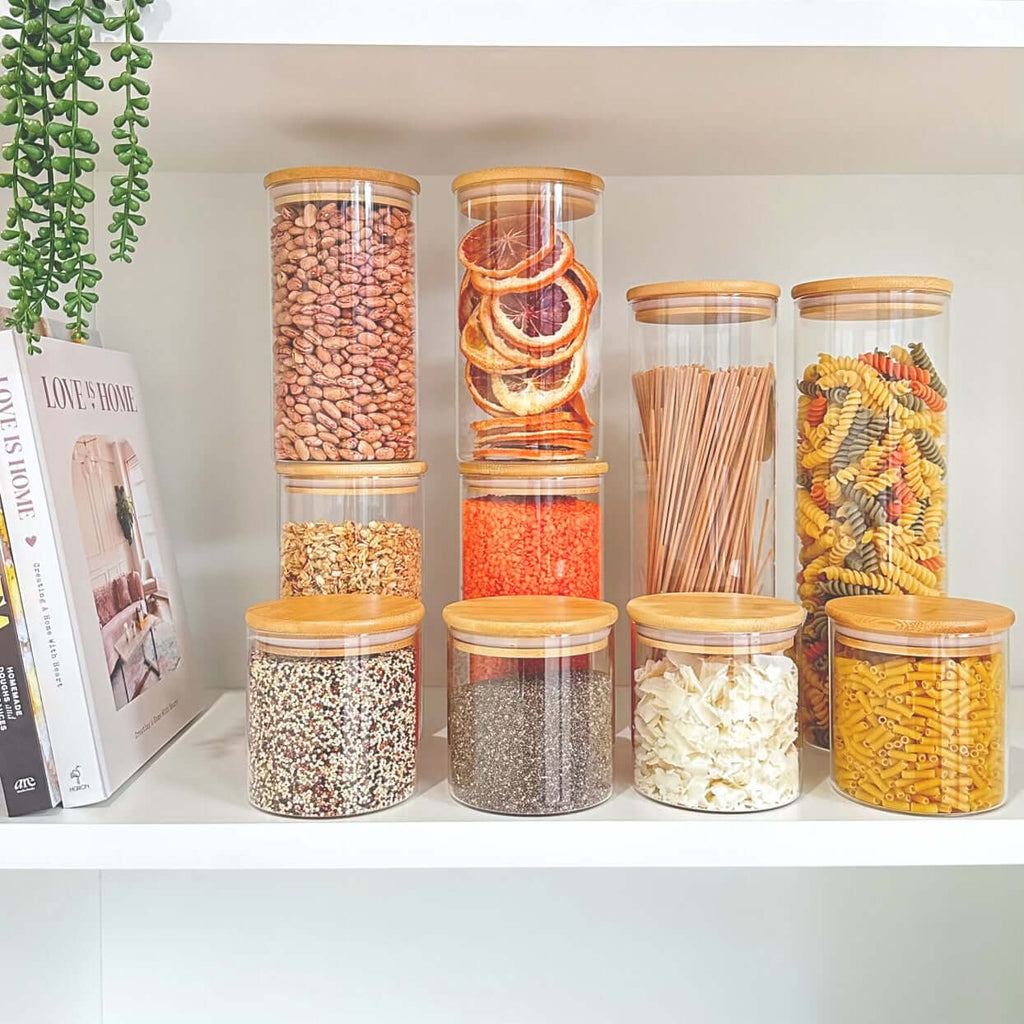 2100ml Airtight Glass Storage Jar with Bamboo Lid – Large Pantry Canister | Eco Kitchen Container