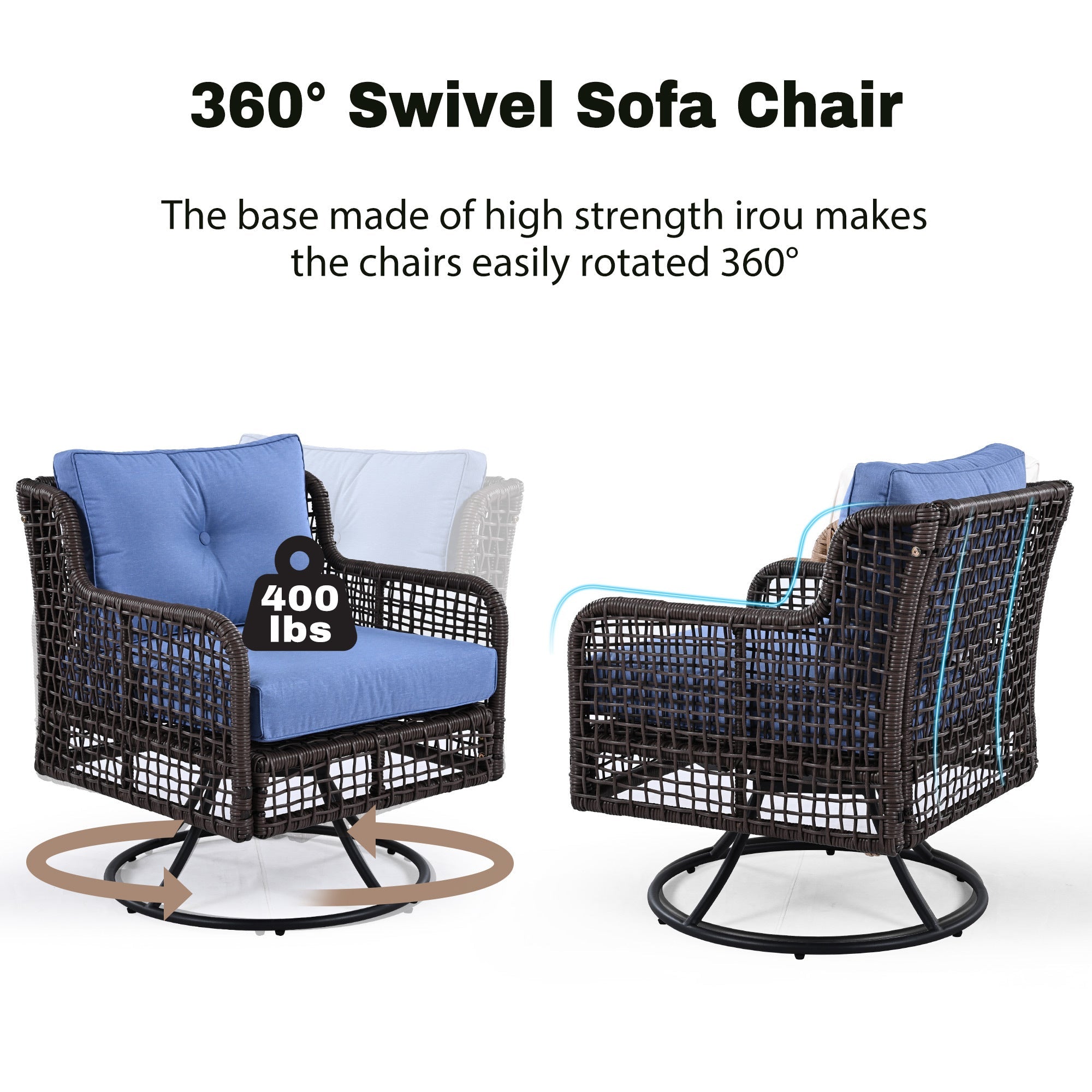 Luxury 4-Piece Outdoor Patio Furniture Set – Wicker Sofa & Swivel Chairs