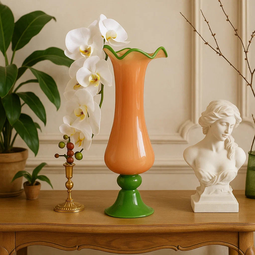 French Country Retro Glass Vase – Elegant Vintage-Inspired Home Décor