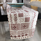 Maroon Tribal Linen Table Runner – Bohemian Global Style for Your Table