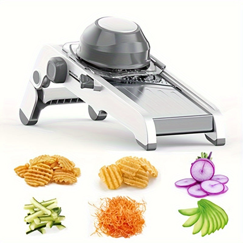 Premium Adjustable Stainless Steel Manual Kitchen Slicer – Precision Fruit, Vegetable & Meat Cutter