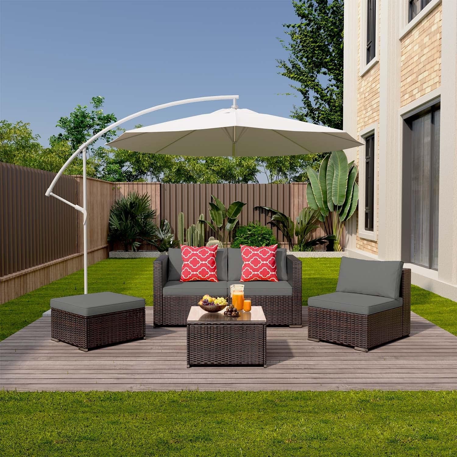 Luxury All-Weather Outdoor Patio Sofa Set – Handwoven PE Wicker Sectional with Coffee Table