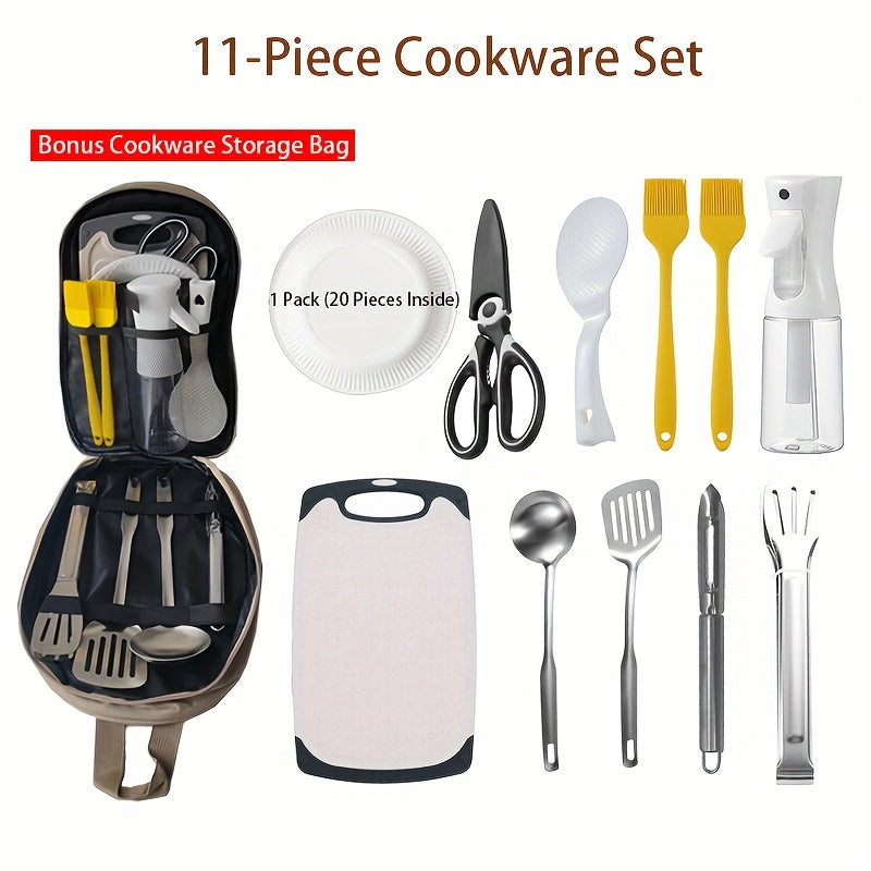 Camping Cookware Kit with Storage Bag (11pcs)-2
