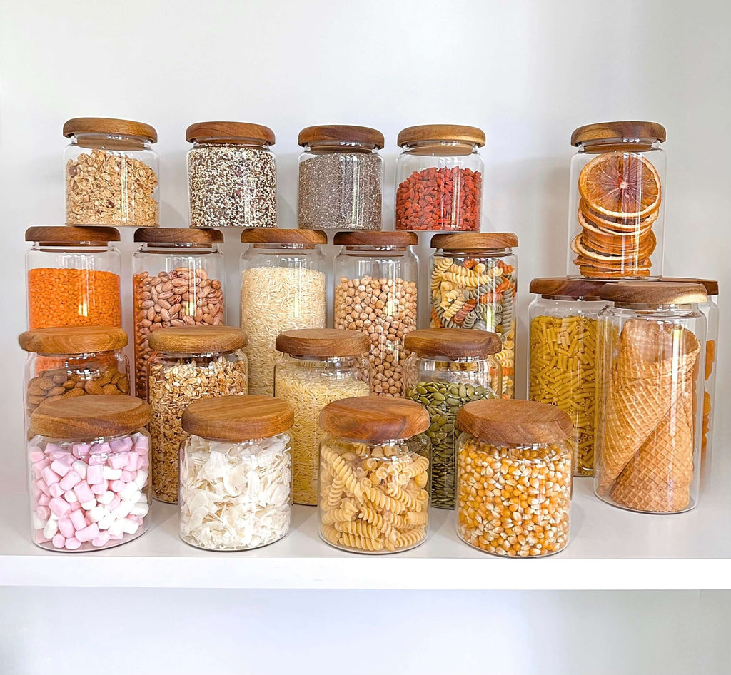 Acacia Glass Jar Deluxe Pantry Pack – 21-Piece Airtight Food Storage Set