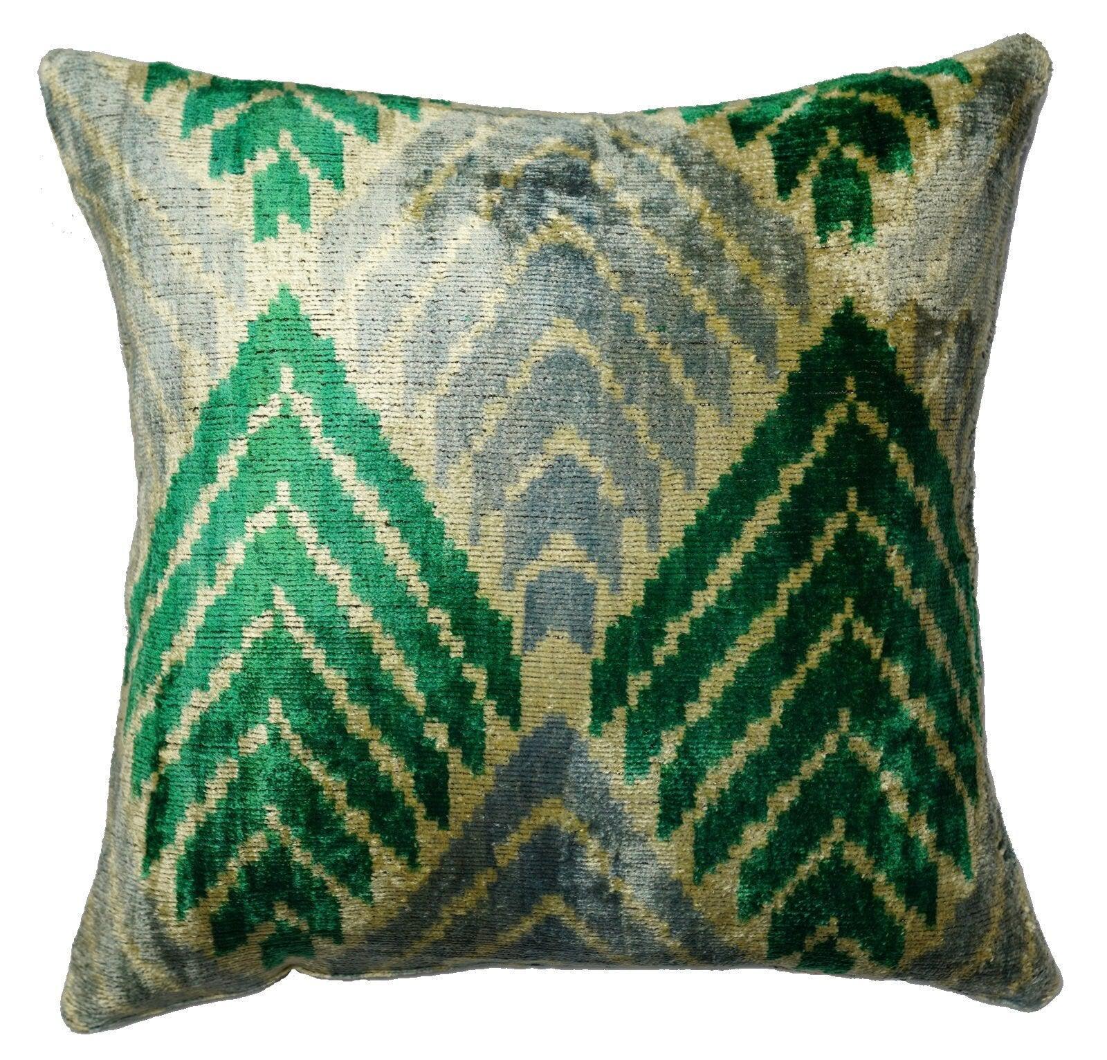 Canvello Unique Green Pillows + Down Insert 16"x16"-0