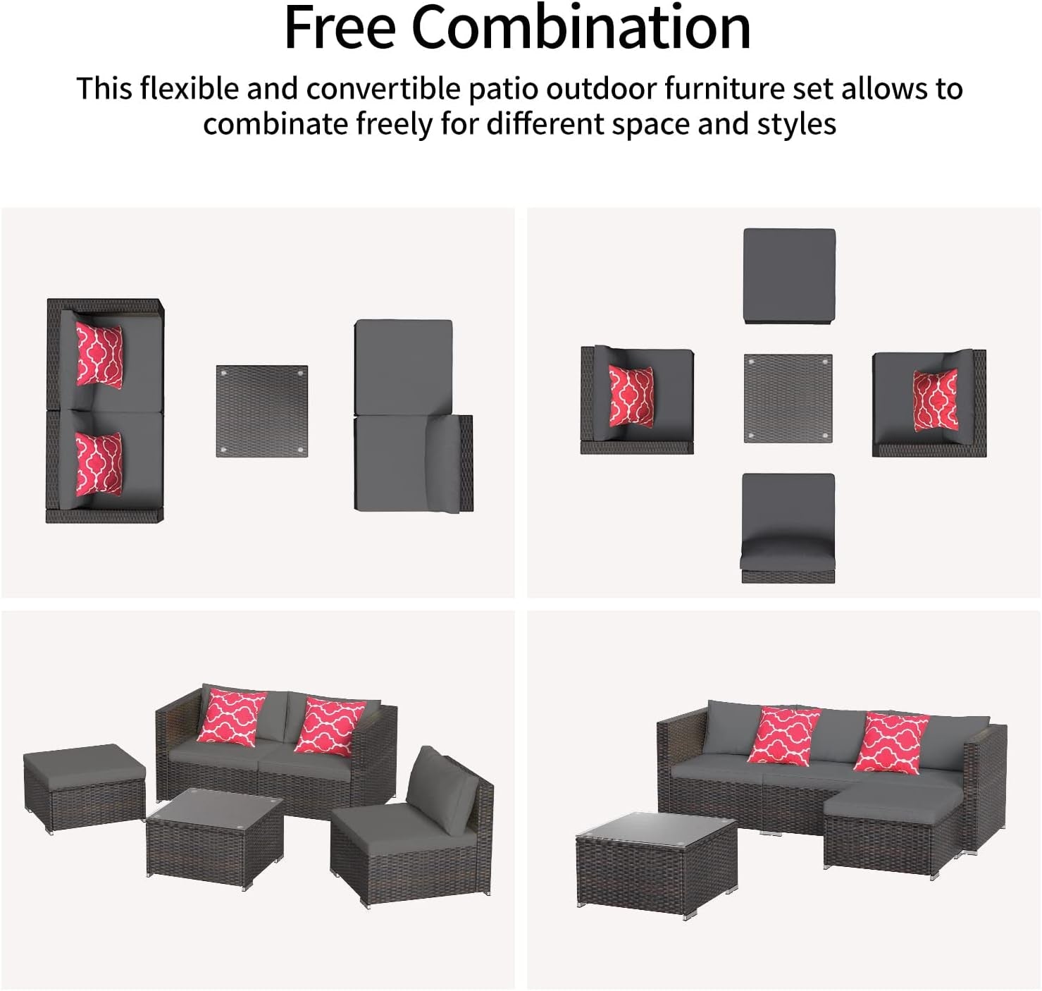 Luxury All-Weather Outdoor Patio Sofa Set – Handwoven PE Wicker Sectional with Coffee Table