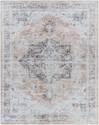 Machine Washable Chenille Rug – Traditional Flatweave Area Rug in Beige & Charcoal, Soft & Durable