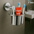 Fossa Brush Holder – Stainless Steel Wall Mounted Tumbler & Toothbrush Holder for Bathroom | Rustproof Organizer & Bathroom Accessories Set | Silver Chrome Finish-1