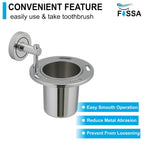 Fossa Brush Holder – Stainless Steel Wall Mounted Tumbler & Toothbrush Holder for Bathroom | Rustproof Organizer & Bathroom Accessories Set | Silver Chrome Finish-2