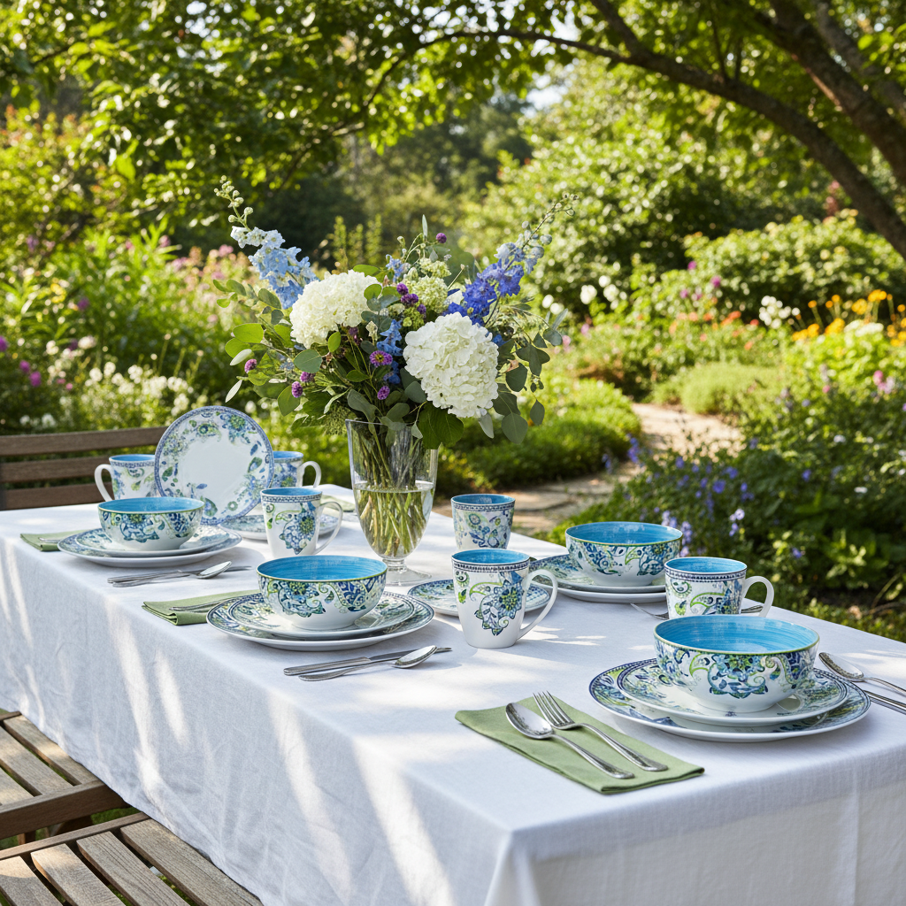 Garden brunch setting