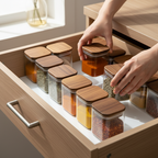 Hands organizing in drawer