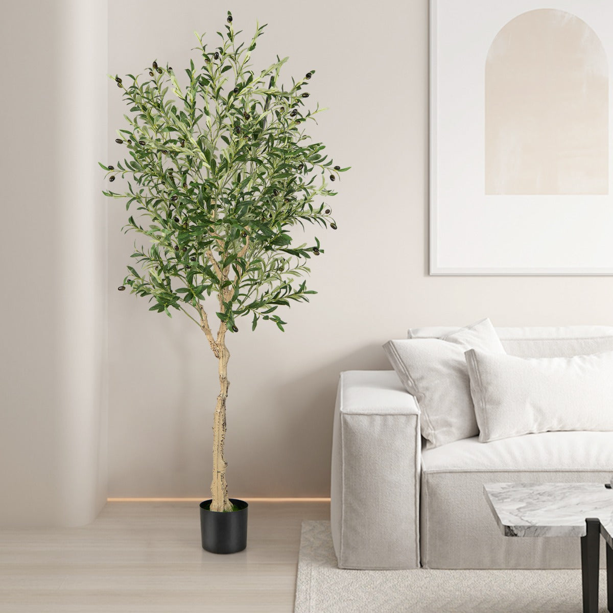 Luxury 182cm Artificial Olive Tree – Premium Real-Touch Silk Leaves & Fruits (1 or 2 Pack)
