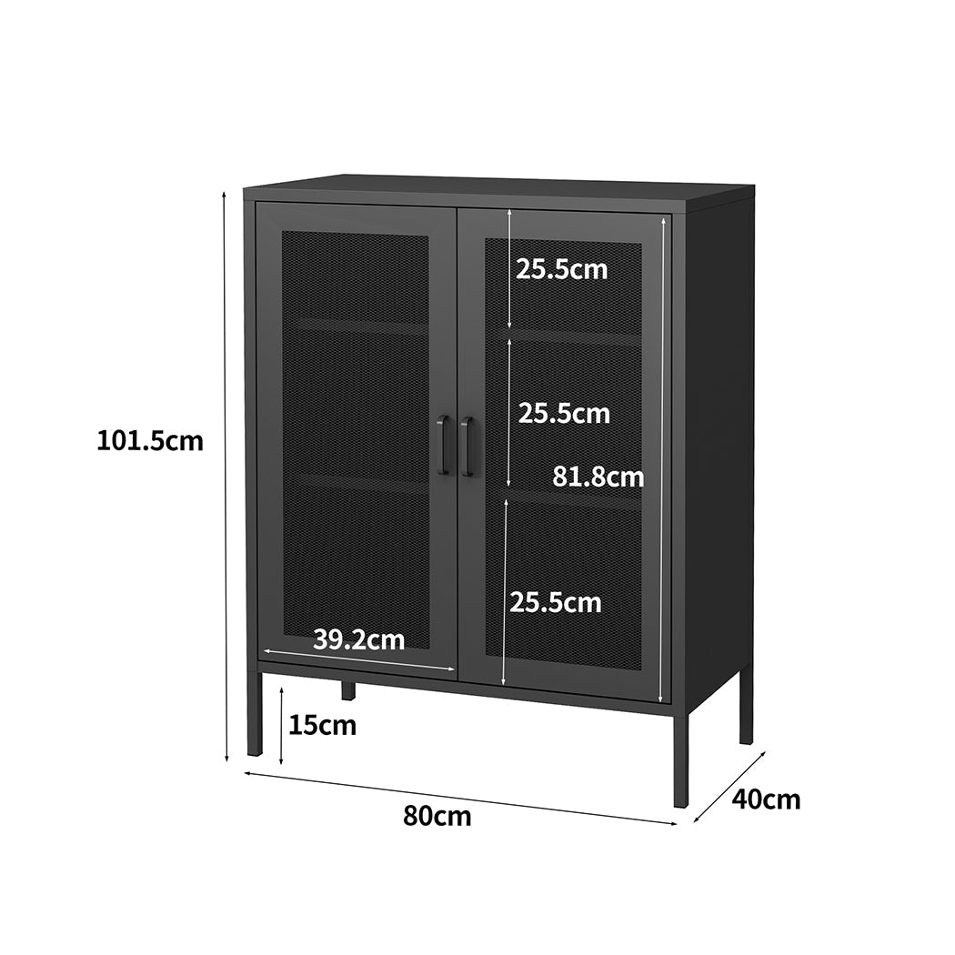 Levede Storage Cabinet Steel Kitchen Black-1