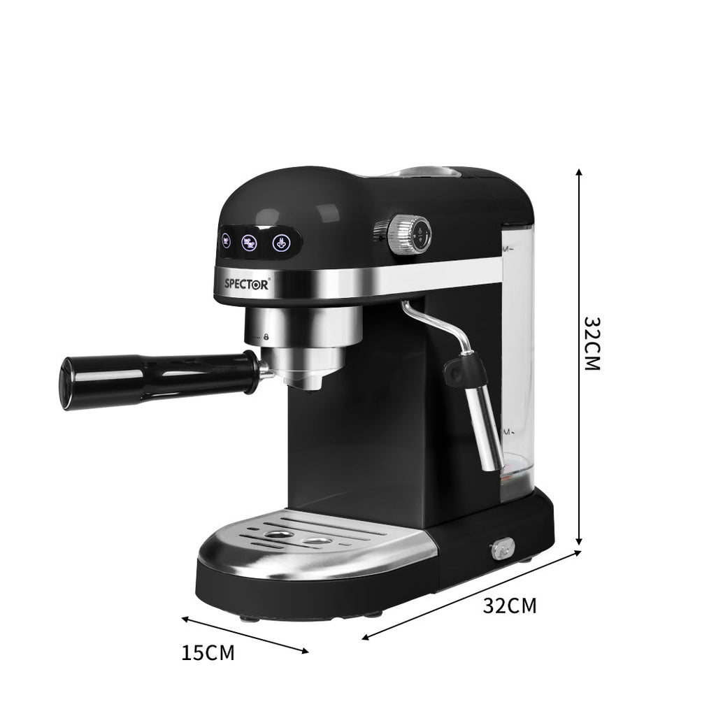 Spector Espresso Coffee Machine – 20 Bar Pump, Milk Frother & Touchscreen Controls
