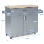 NNECW Kitchen Island Cart with Lockable Rubber Casters for Kitchen-Grey-3