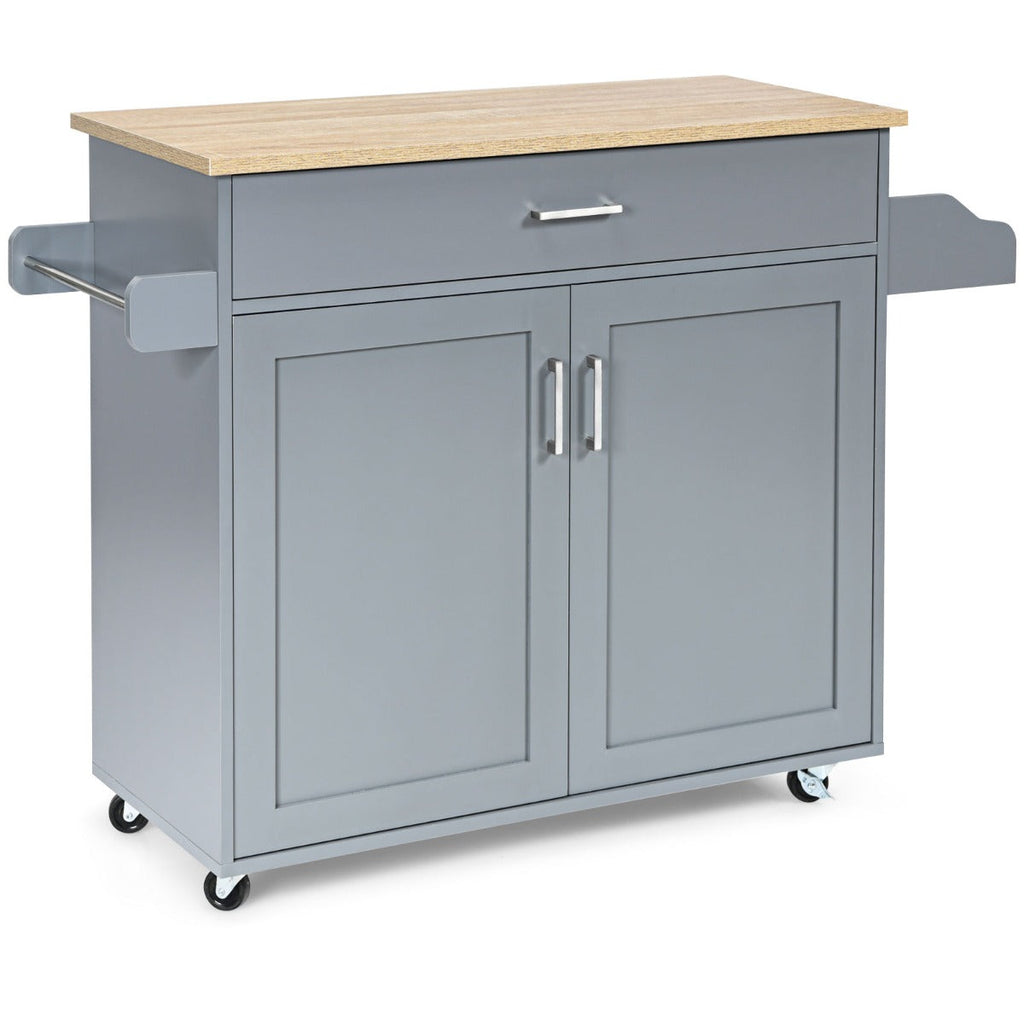 NNECW Kitchen Island Cart with Lockable Rubber Casters for Kitchen-Grey-1