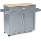 NNECW Kitchen Island Cart with Lockable Rubber Casters for Kitchen-Grey-1