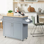 NNECW Kitchen Island Cart with Lockable Rubber Casters for Kitchen-Grey-0