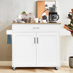 NNECW Portable Kitchen Island with Lockable Rubber Casters for Kitchen-0