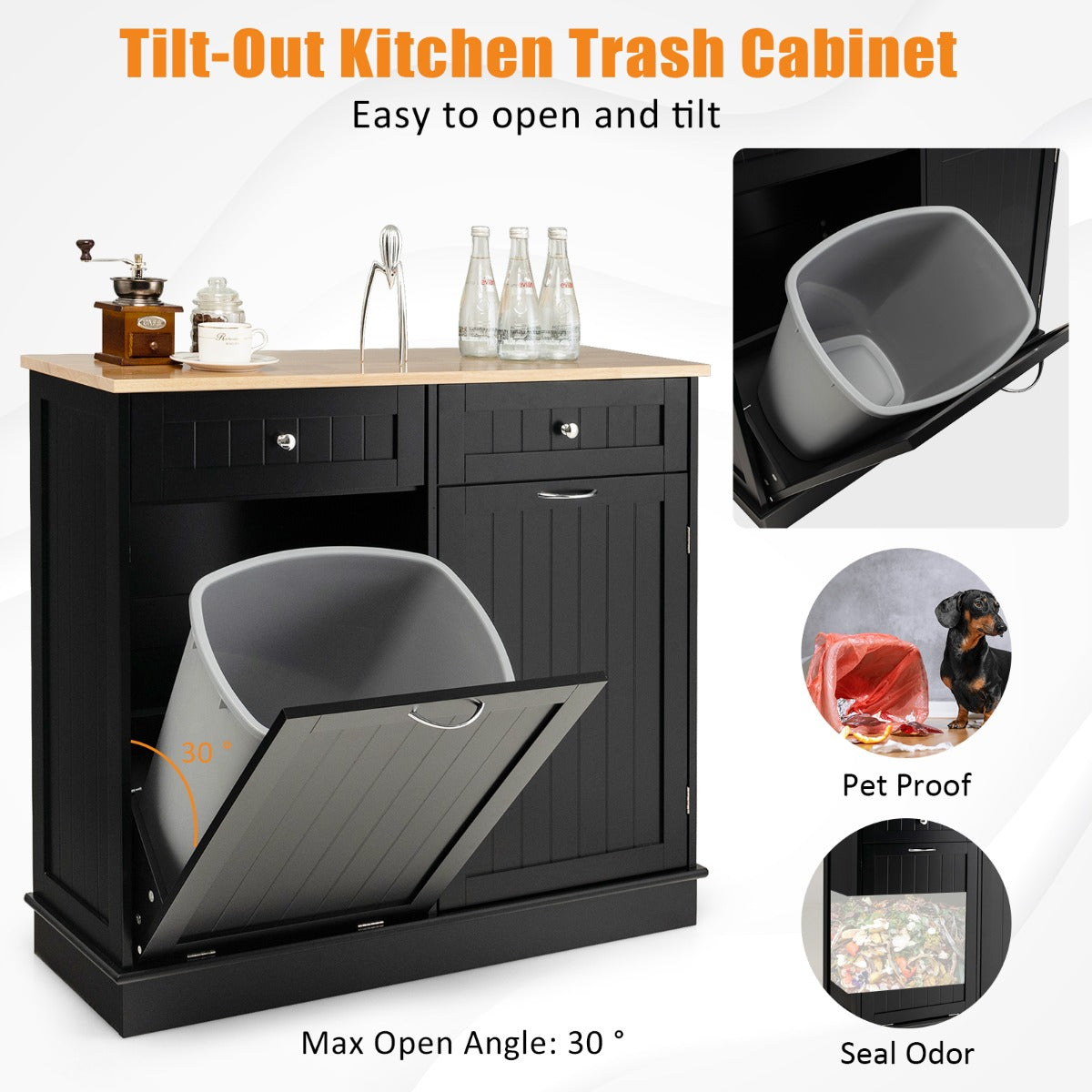 NNECW Kitchen Trash Can with Adjustable Shelf for Kitchen-4