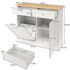 NNECW Kitchen Trash with Adjustable Shelf for Kitchen-White-3