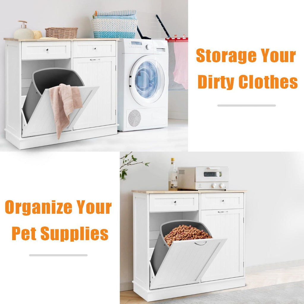 NNECW Kitchen Trash with Adjustable Shelf for Kitchen-White-2