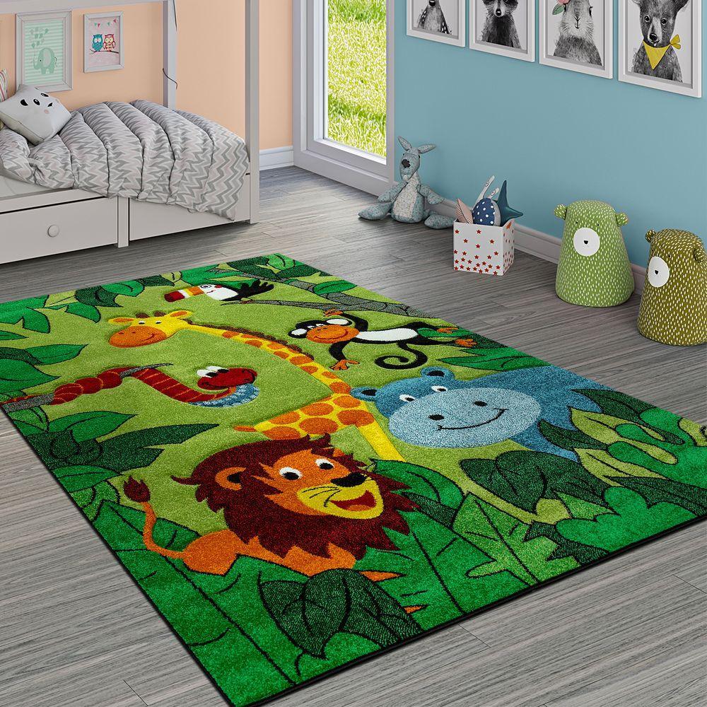 Luxury Kids’ Jungle Rug – Soft Polypropylene with Jute Backing, Made in Turkey
