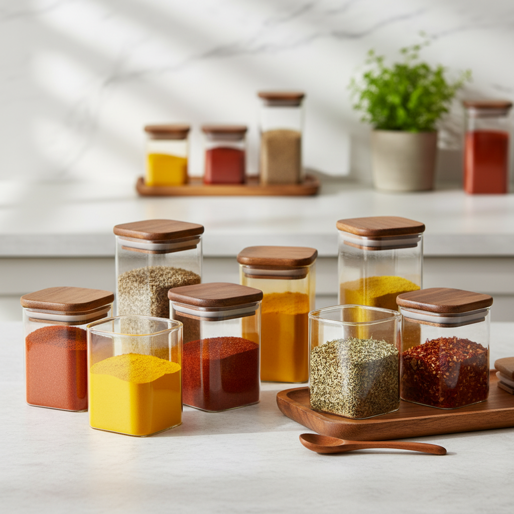 Kitchen counter with spices