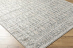 Machine-Woven Polyester Rug – Traditional Medium Pile Area Rug, Slate Blue & Coral