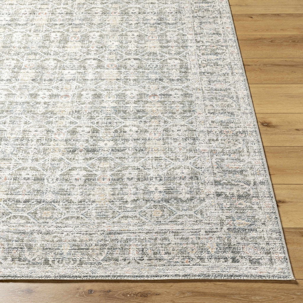 Machine-Woven Polyester Rug – Traditional Medium Pile Area Rug, Slate Blue & Coral