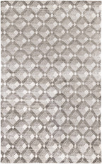 Hand-Knotted Viscose Rug – Contemporary Medium Pile Area Rug, Charcoal & Light Gray