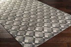 Hand-Knotted Viscose Rug – Contemporary Medium Pile Area Rug, Charcoal & Light Gray