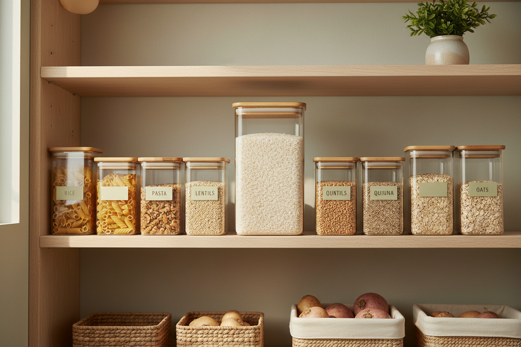 Organized pantry shelf