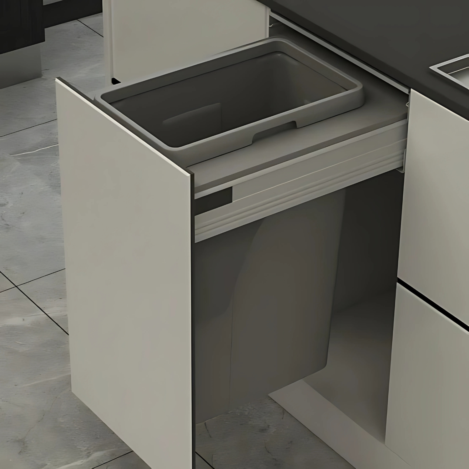 Pull-Out Kitchen Bin – 400mm Cabinet (35L Drawer)-0