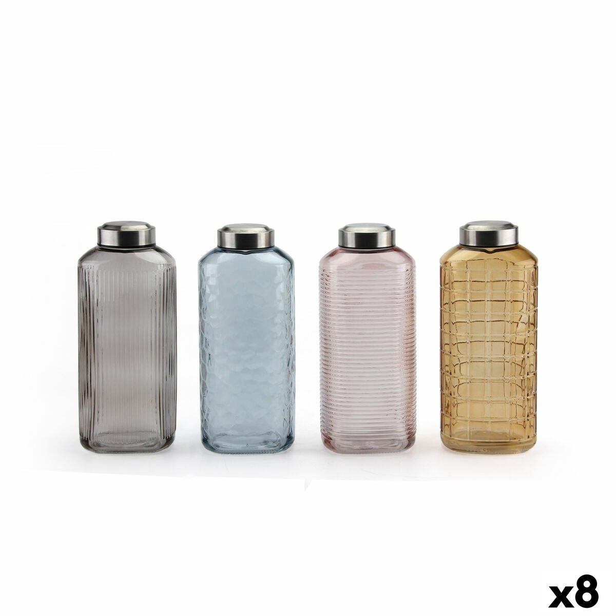 La Mediterránea 1.8L Glass Bottle Set – Elegant Reusable Glass Bottles (8 Units)