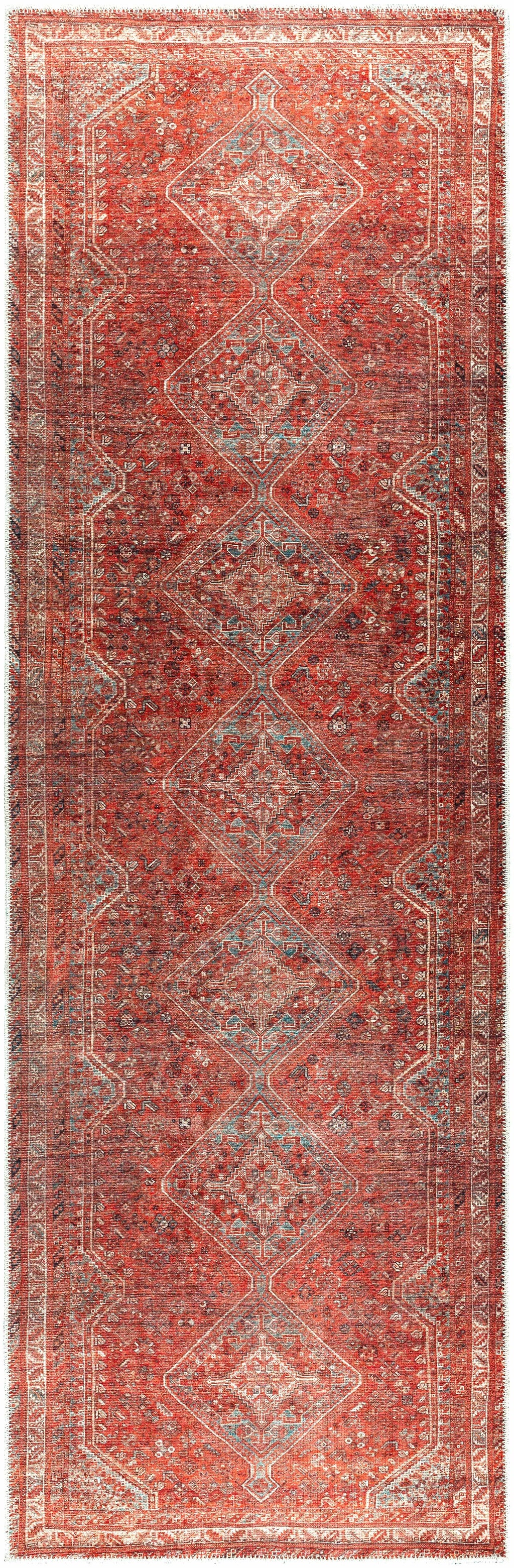 Elegant Traditional Flatweave Rug – Machine Washable, Turkish Craftsmanship, Timeless Black & Rust Design