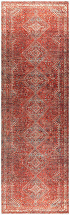 Elegant Traditional Flatweave Rug – Machine Washable, Turkish Craftsmanship, Timeless Black & Rust Design