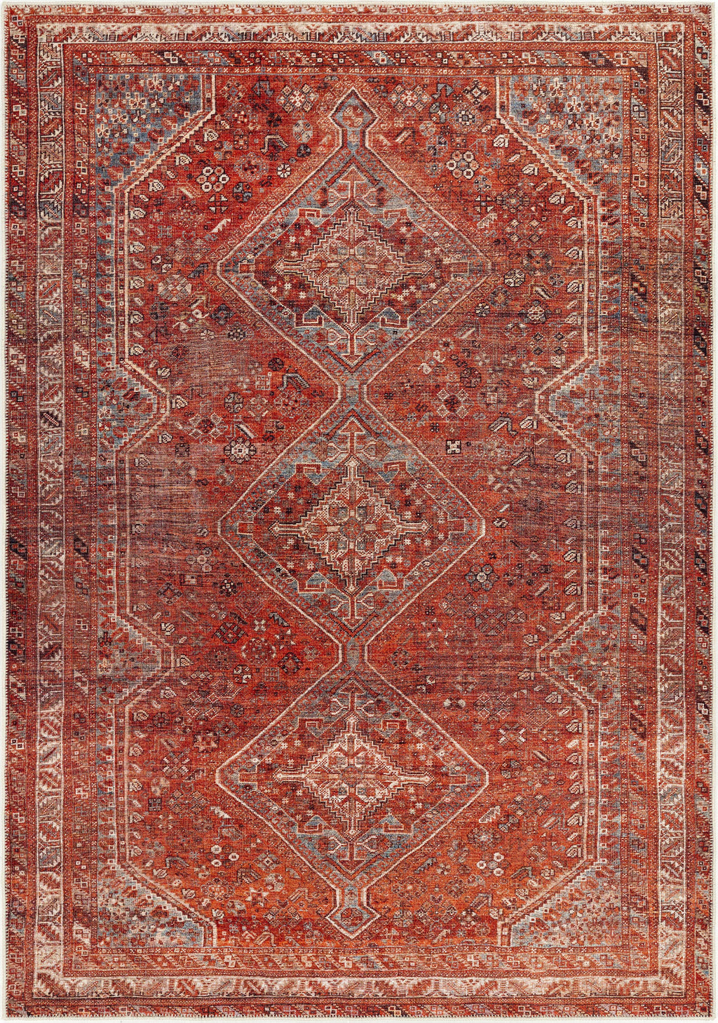 Elegant Traditional Flatweave Rug – Machine Washable, Turkish Craftsmanship, Timeless Black & Rust Design